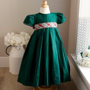 Strasburg Dress Green Silk Plaid Sash Flower Girl Size 2T/2 Special Occasion